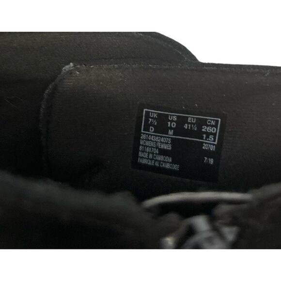 Clarks Grommet Black Vegan Suede High Heels Ankle Boots Size 10M Moto Whimsigoth - Picture 2 of 7